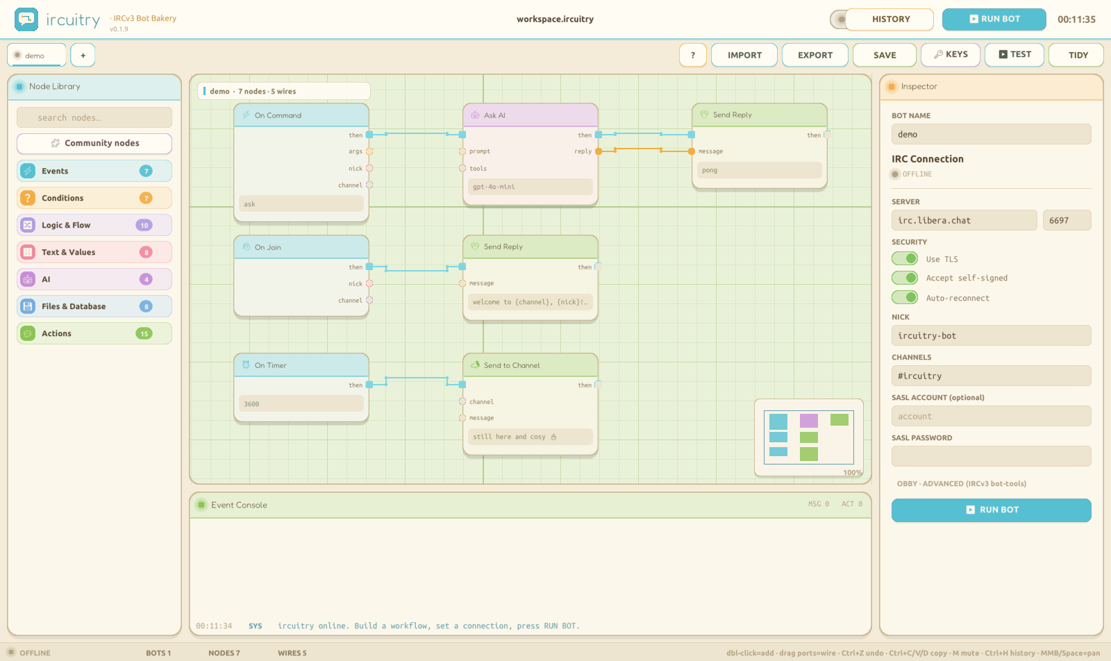 ircuitry editor showing a node graph